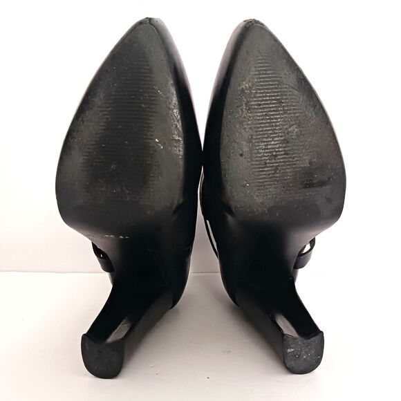 Animale Brazil Blk Leather Platform Ankle Boot Harness Strap High Block Heel  37 - Picture 12 of 13